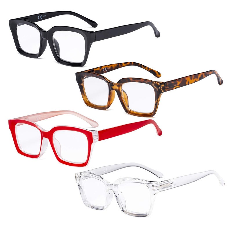 Eyekepper 4 Pack Ladies Reading Glasses - Oversized Square Design Readers for Women - Image 1